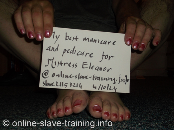 first manicure and pedicure feminised male sub